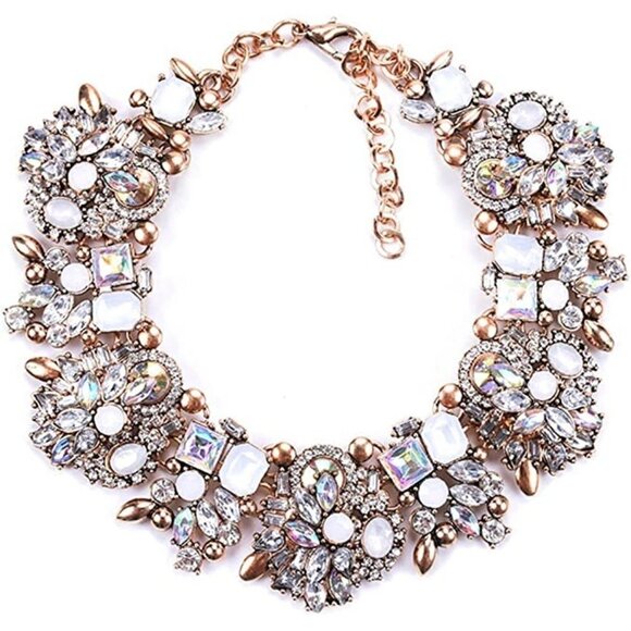 𝅺🆕 Stunning Statement Necklace Colorful Glass Crystal Collar Choker SEXY NWT 👀 - Picture 1 of 6